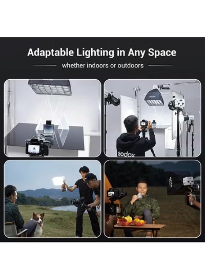 Godox ML60IIBi Bi-Color LED Video Light,70W Portable COB Continuous Output Lighting 2800K-6500K CRI 96+/TLCI 97+,11 FX Effects, APP Control Ultra-Quiet Handheld LED Light with AK-B01 Battery Base - Image 5